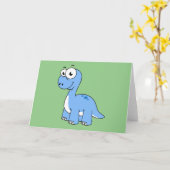 Carte Illustration Mignonne D'Un Brontosaurus. (Fleur jaune)