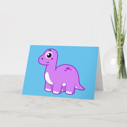 Carte Illustration Mignonne D'Un Brontosaurus Dinosaure. (Devant)