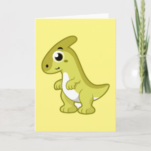 Carte Illustration Mignonne D'Un Parasaurolophus Dinosau