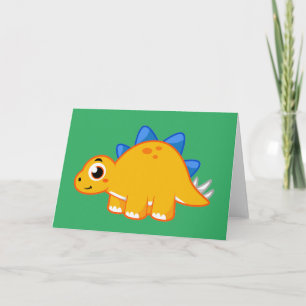 Carte Illustration Mignonne D'Un Stegosaurus.