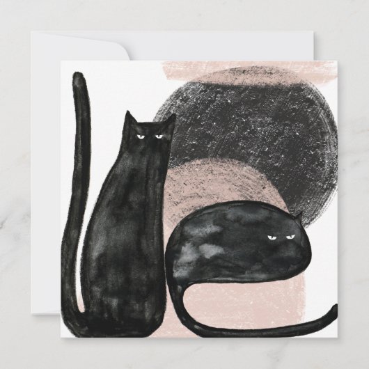 Carte Illustration minimaliste des chats noirs, art mode (Devant)