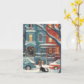 Carte Illustration New York City retro (Fleur jaune)