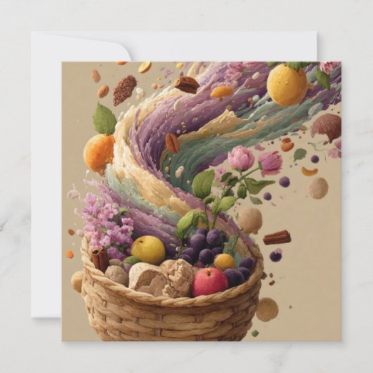 Carte Illustration numérique d'un panier de fruits et de (Devant)
