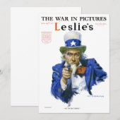 Carte Illustration patriotique vintage de l'oncle Sam en (Devant / Derrière)