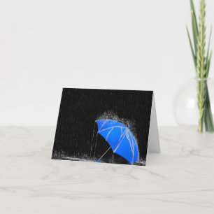 Carte Illustration Perdu Parapluie bleu dans la pluie