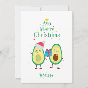 Carte Illustration personnalisée de Joyeux Noël Avocado