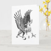 Carte Illustration principale blanche volante de griffon (Fleur jaune)