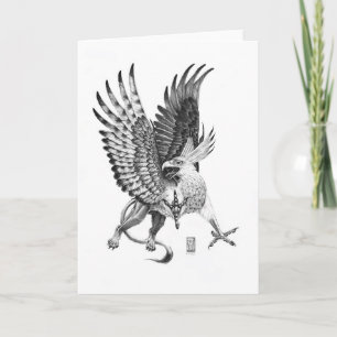 Carte Illustration principale blanche volante de griffon