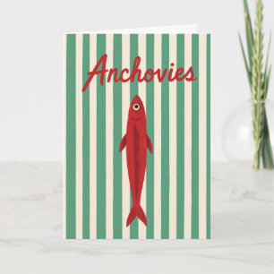 Carte Illustration Rétro de Sardine d'Anchovy de Poisson