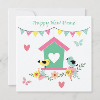 Carte Illustration Rétro Mignonne d'Oiseaux