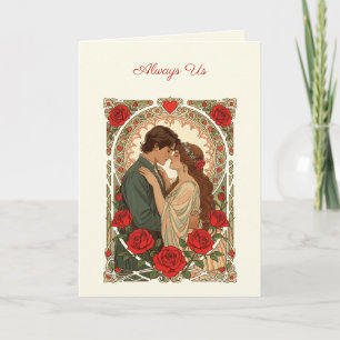 Carte Illustration romantique Art nouveau toujours nous