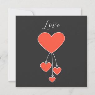 Carte Illustration simple avec le coeur écarlate "Amour"