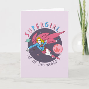 Carte Illustration Supergirl volant vers le haut