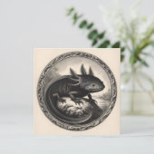 Carte Illustration Vintage Axolotl (Debout devant)