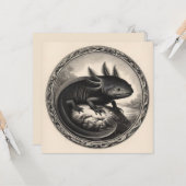 Carte Illustration Vintage Axolotl (Devant/Arrière en situation)