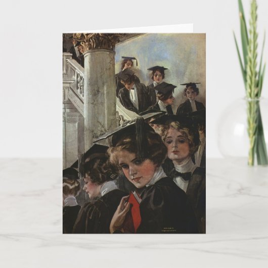 Carte Illustration vintage de remise de diplômes pour fe (Devant)