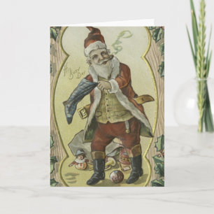 Carte Illustration vintage du Père Noël