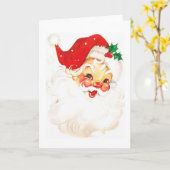 Carte Illustration vintage du Père Noël (Fleur jaune)