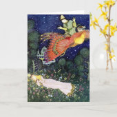 Carte Illustration vintage Edmund Dulac Firebird (Fleur jaune)