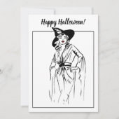 Carte Illustration Vintage Halloween Witch (Devant)