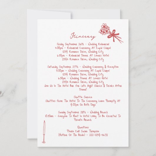 Carte Illustrations à la main - Itinéraire Mariage Maroo (Dos)