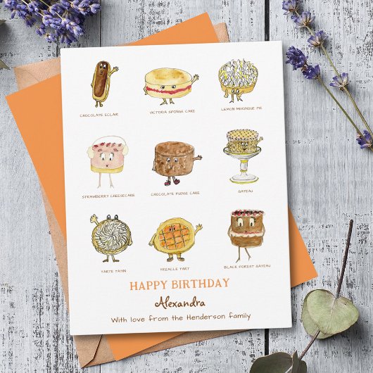 Carte Illustrations de gâteaux mignons pour un joyeux an