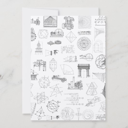 Carte Illustrations scientifiques vintages Motif noir bl (Devant)