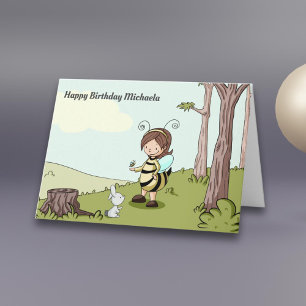 Carte Illustré Abeille thème personnalisé Joyeux anniver