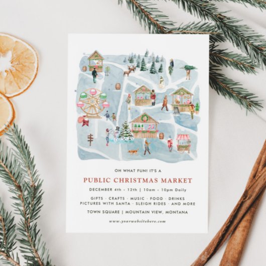 Carte Illustrée | Annonce de Marché de Noël