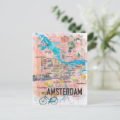 Carte illustrée d'Amsterdam Pays-Bas avec routes (Debout devant)