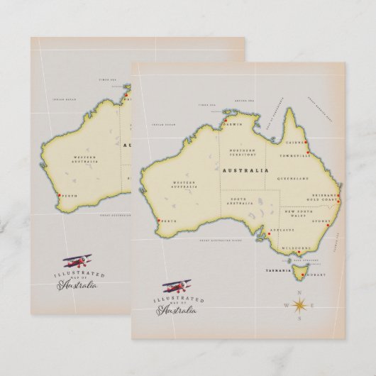 Carte illustrée d'Australie (Devant / Derrière)