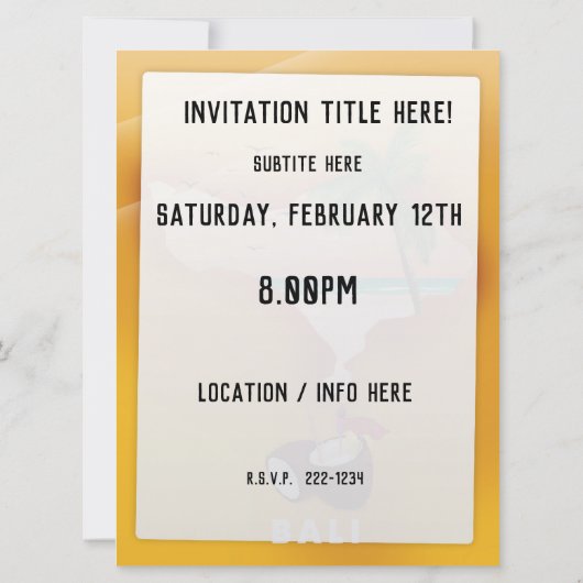 Carte illustrée de Bali (Dos)