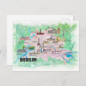 Carte illustrée de Berlin Allemagne avec les route (Devant / Derrière)