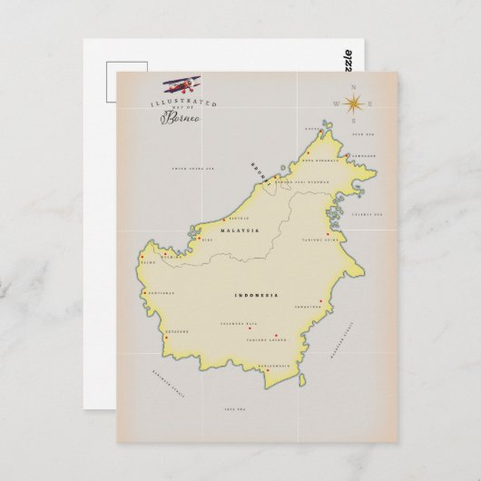 Carte illustrée de Borneo (Devant / Derrière)