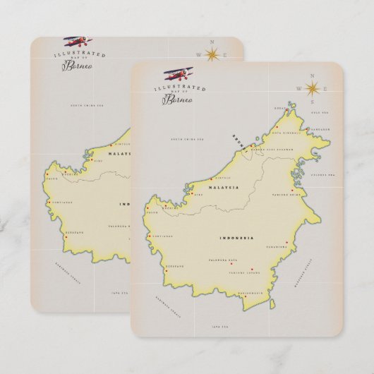 Carte illustrée de Borneo (Devant / Derrière)