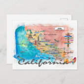 Carte illustrée de Californie avec points forts to (Devant / Derrière)