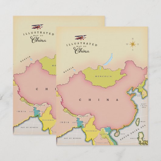Carte illustrée de Chine (Devant / Derrière)