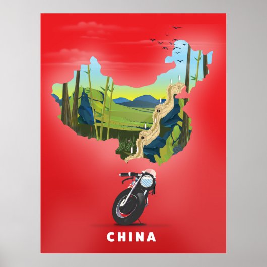 Carte illustrée de Chine affiche de voyage (Devant)