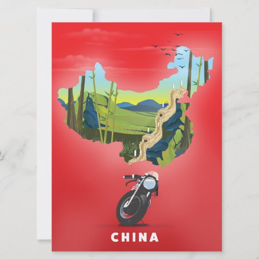 Carte illustrée de Chine affiche de voyage (Devant)