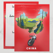 Carte illustrée de Chine affiche de voyage (Devant / Derrière)