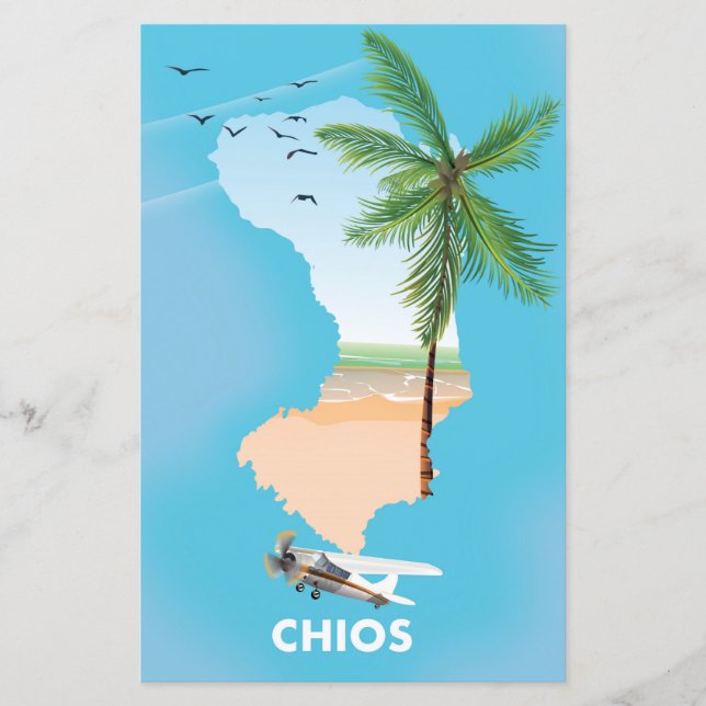 Carte illustrée de Chios Grèce. (Devant)