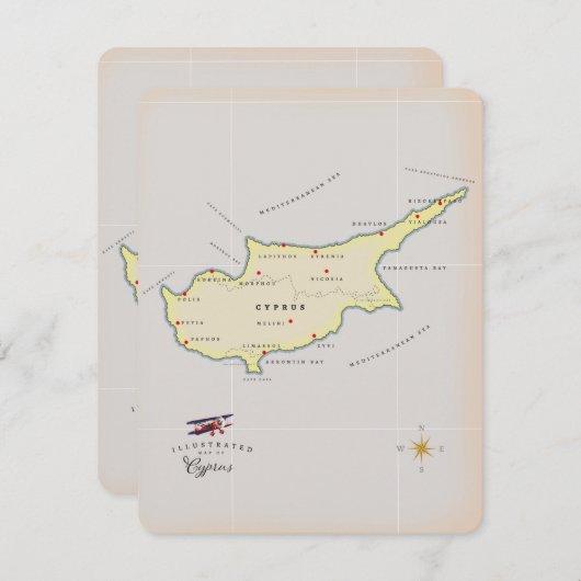 Carte illustrée de Chypre. (Devant / Derrière)