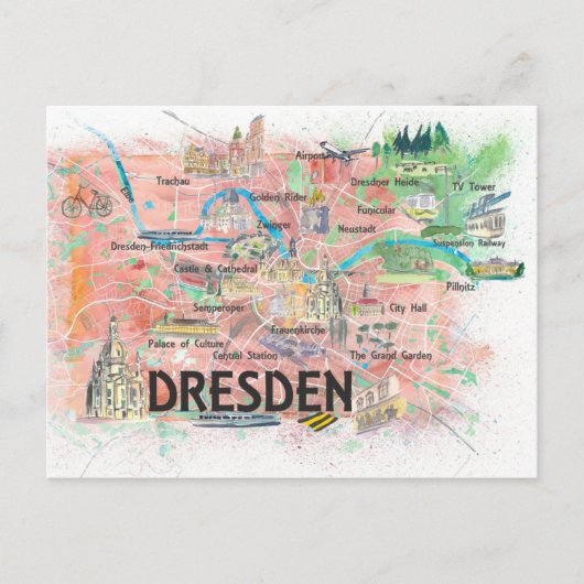 Carte illustrée de Dresde Saxe Allemagne (Devant)