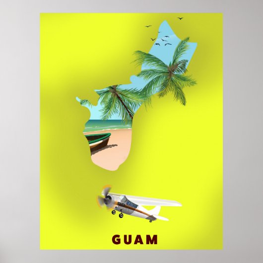 Carte illustrée de Guam affiche de voyage (Devant)