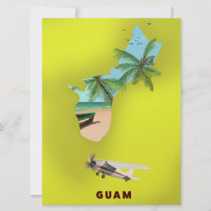 Carte illustrée de Guam affiche de voyage