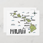 Carte illustrée de Hawaï (Devant / Derrière)
