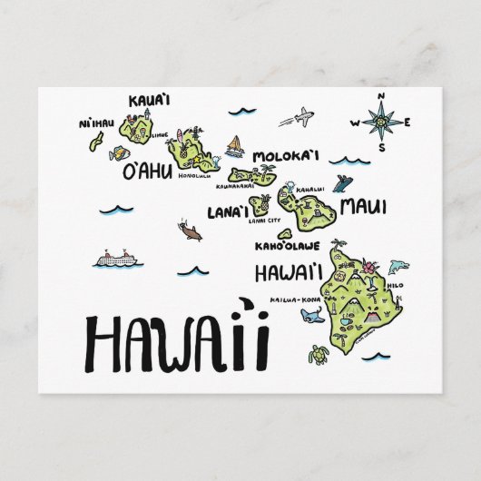 Carte illustrée de Hawaï (Devant)