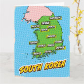 Carte illustrée de la Corée du Sud dans le style P (Fleur jaune)