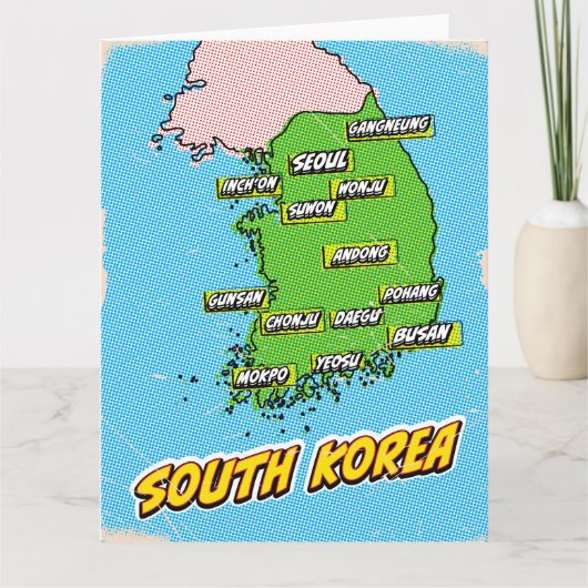 Carte illustrée de la Corée du Sud dans le style P (Devant)