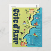 Carte illustrée de la Côte d'Azur (Devant / Derrière)